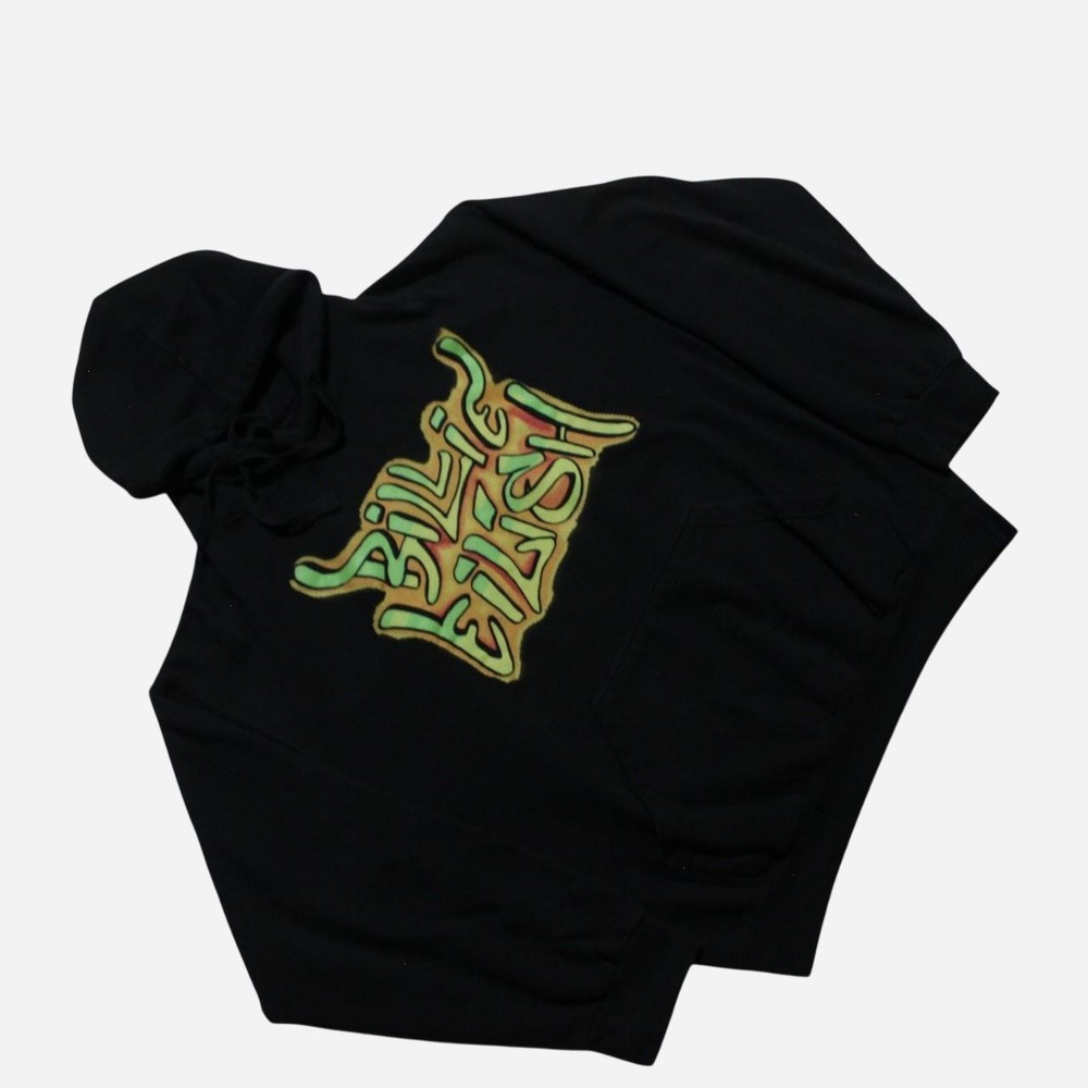 Men Billie Eilish Skater Streetwear Oversized Boxy Cropped Black Pullover Hoodie